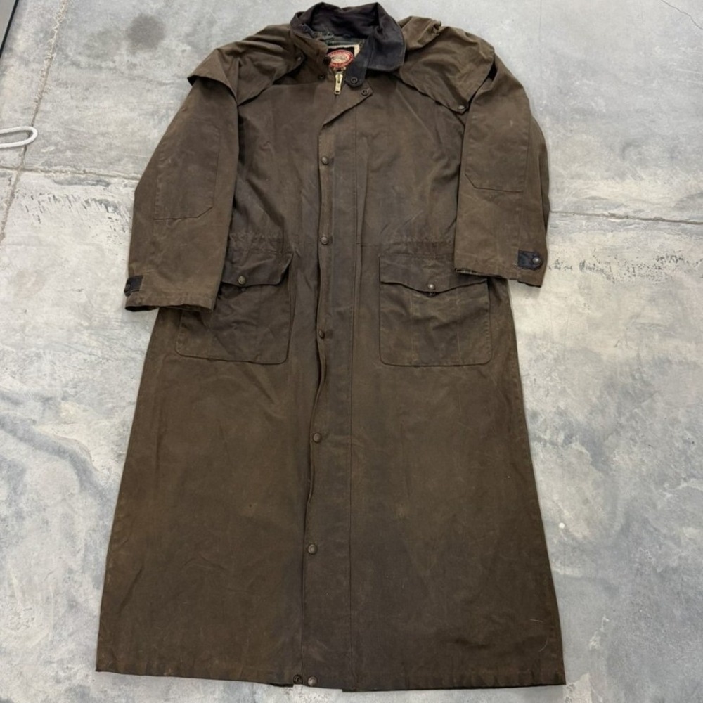 Vintage Outback Trading Co Low Rider Duster Brown Oilskin Western Coat